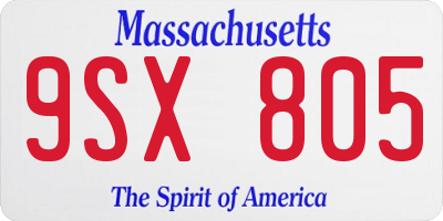 MA license plate 9SX805