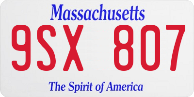 MA license plate 9SX807