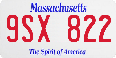 MA license plate 9SX822