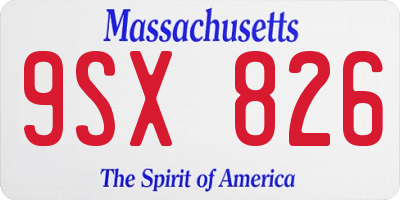 MA license plate 9SX826