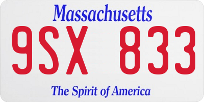 MA license plate 9SX833