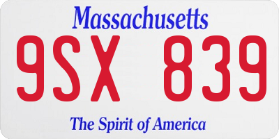 MA license plate 9SX839