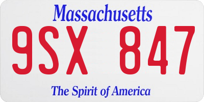 MA license plate 9SX847
