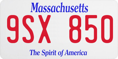 MA license plate 9SX850