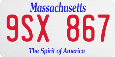 MA license plate 9SX867