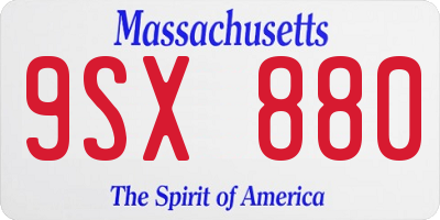 MA license plate 9SX880