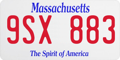 MA license plate 9SX883