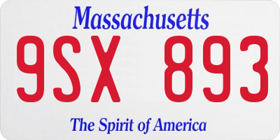 MA license plate 9SX893