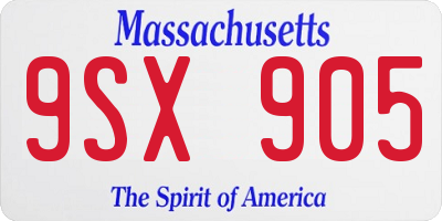 MA license plate 9SX905