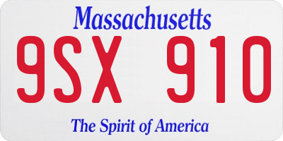 MA license plate 9SX910