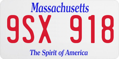 MA license plate 9SX918