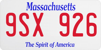 MA license plate 9SX926