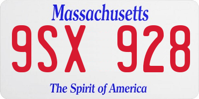 MA license plate 9SX928