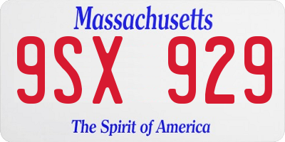 MA license plate 9SX929