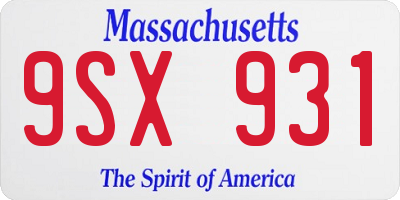 MA license plate 9SX931