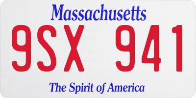 MA license plate 9SX941