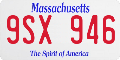 MA license plate 9SX946