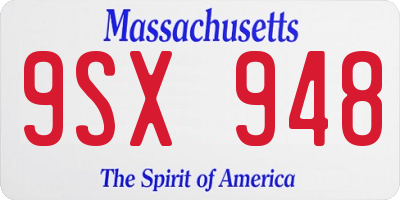 MA license plate 9SX948