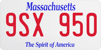 MA license plate 9SX950