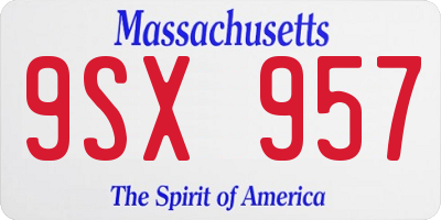MA license plate 9SX957