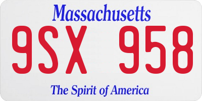 MA license plate 9SX958