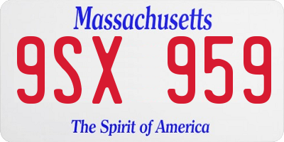 MA license plate 9SX959