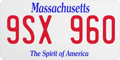 MA license plate 9SX960