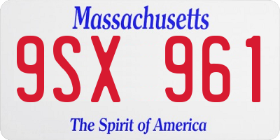 MA license plate 9SX961