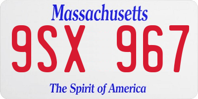MA license plate 9SX967