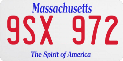 MA license plate 9SX972