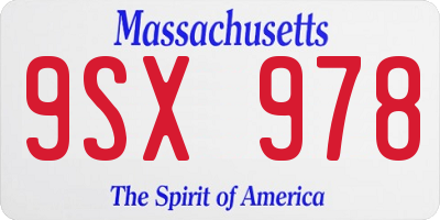 MA license plate 9SX978