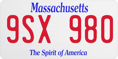 MA license plate 9SX980
