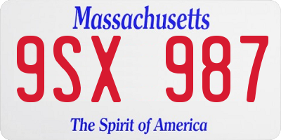 MA license plate 9SX987