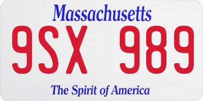 MA license plate 9SX989