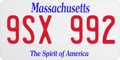 MA license plate 9SX992