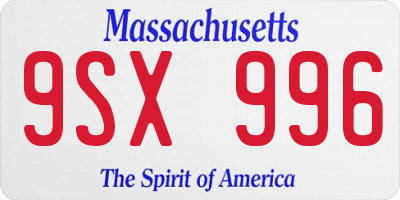 MA license plate 9SX996