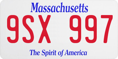 MA license plate 9SX997