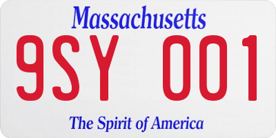 MA license plate 9SY001