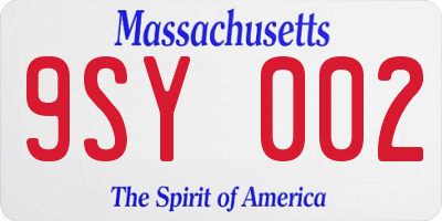 MA license plate 9SY002