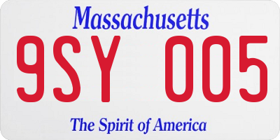 MA license plate 9SY005