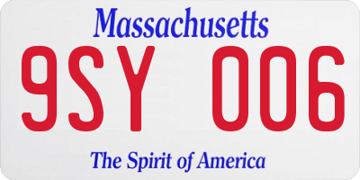 MA license plate 9SY006