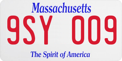 MA license plate 9SY009