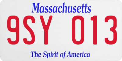 MA license plate 9SY013