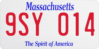 MA license plate 9SY014