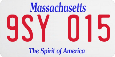 MA license plate 9SY015