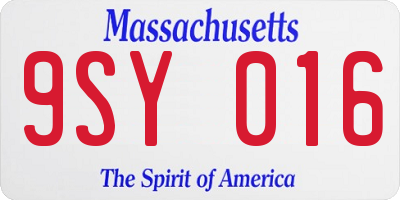 MA license plate 9SY016