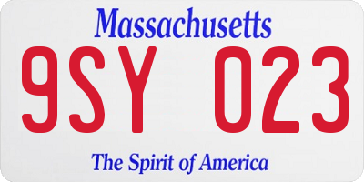 MA license plate 9SY023