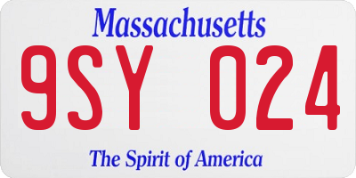 MA license plate 9SY024