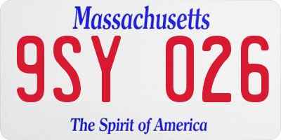 MA license plate 9SY026