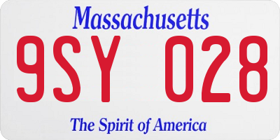 MA license plate 9SY028